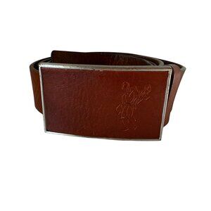 Ashworth Leather Plaid Debossed Golf Belt Men's Brown Casual Modern Classic
